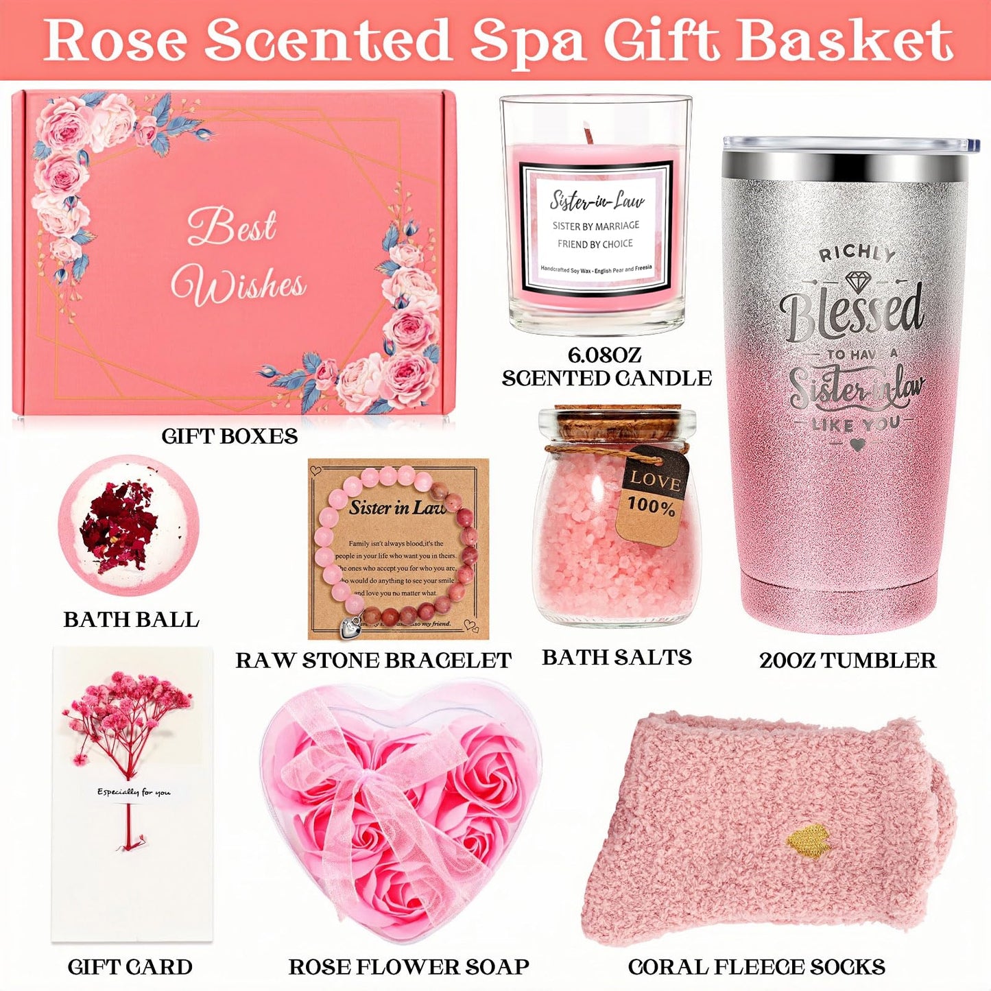Sister in Law Gifts, Best Sister in Law Birthday Gifts, Mother's Day, Wedding Or Thanksgiving Day Best Gifts for Sister-in-Law, Sister-in-Law Spa Gift Basket Set