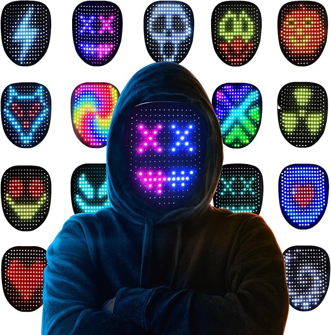 Gootus Led Mask Halloween Costume for Kids Adults, Face Transforming Light up Mask with Gesture Sensing, Cool Toys Great G...