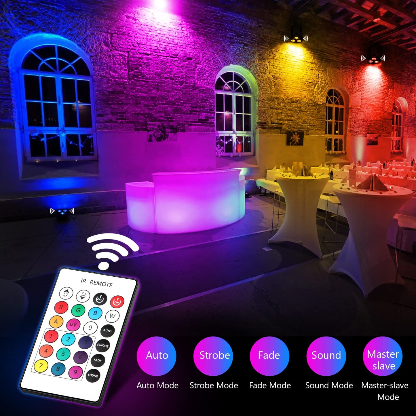 Wireless Rechargeable Stage Par Light - Oppsk Rgbw 4 In 1 Battery Powered Stage Lights By Remote And Dmx Control For Christmas D