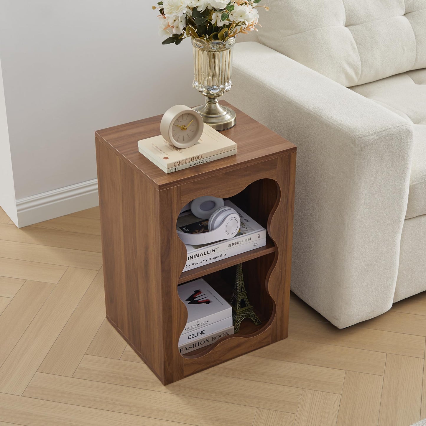 Night Stands for Bedrooms Set of 2, Bedside Table Bedroom Nightstand with Open Shelf Storage, Modern Wood Night Side Bed Table for Bedroom, Living Room, Dorm, Home Office, Small Spaces