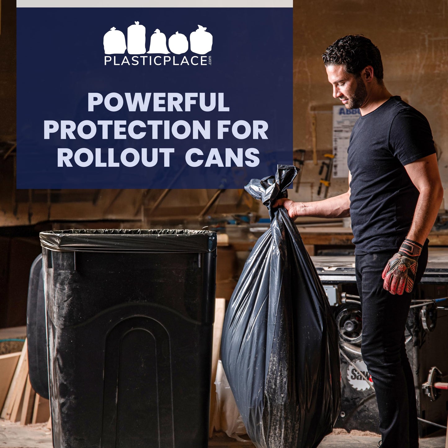 Plasticplace 95-96 Gallon Heavy Duty Trash Bags, Garbage Bags, Puncture-Resistant, Fits Rollaway Cans & Drums, Durable Large Plastic Bags (50 Count)