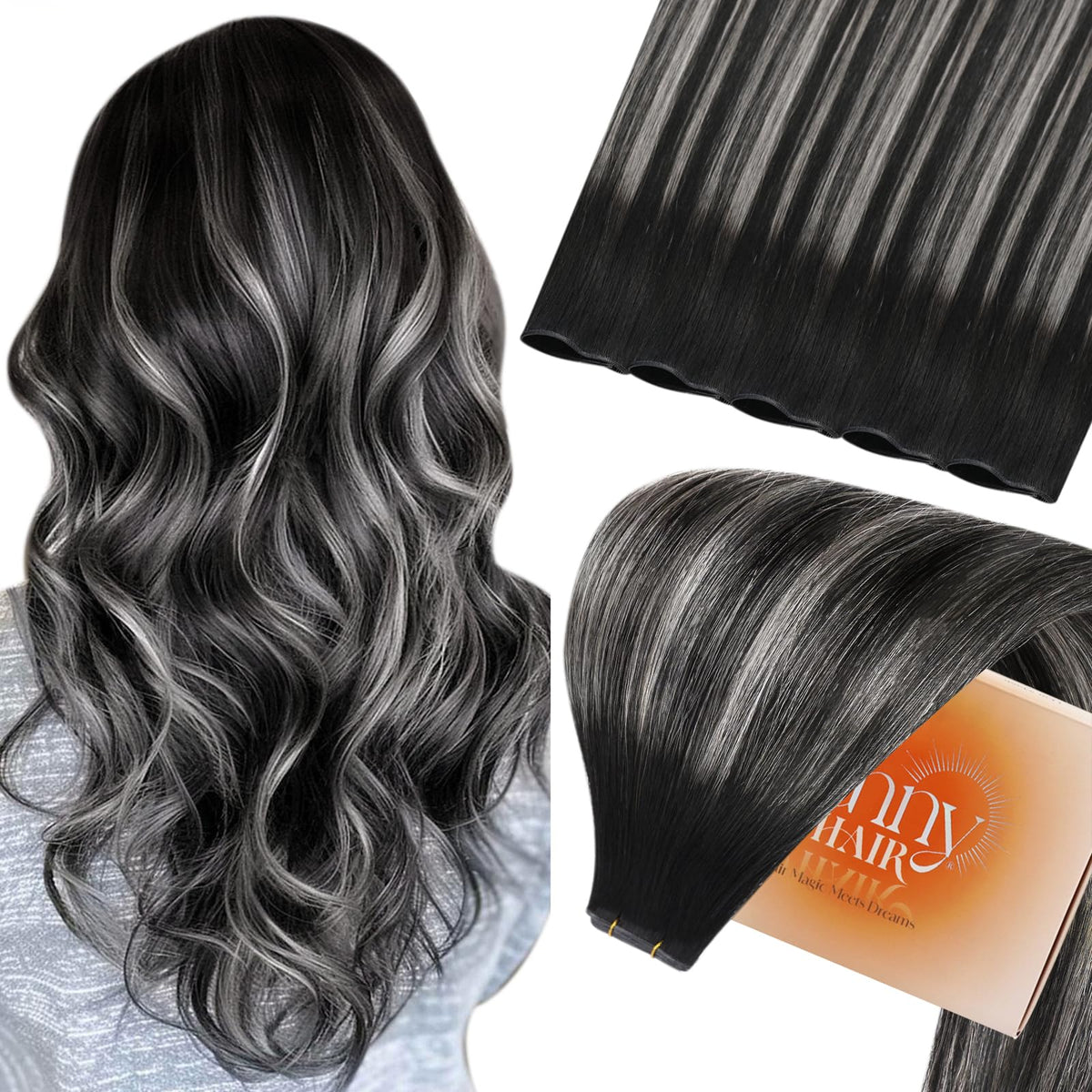 Sunny Hair Genius Weft Extensions Human Hair Sew In Extensions Ombre Genius Weft Hair Extensions Hand Tied Sew in Human Hair Ext