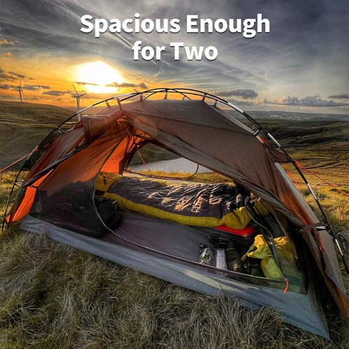 Night Cat Backpacking Tent 2 Person Lightweight Hiking Camping Tent with Foldable Pole, Double Layers Waterproof Fast Setup Ultralight Tent - 2 Doors