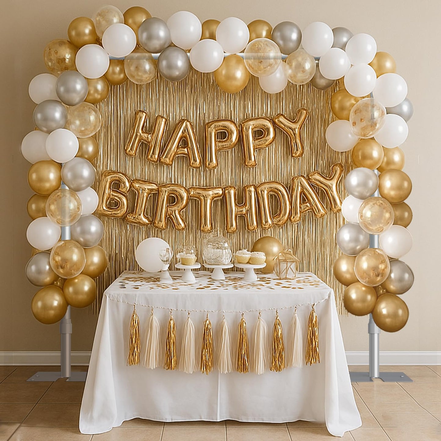 Qoolfoto Pipe and Drape Backdrop Stand, 10x10ft Heavy Duty Adjustable Backdrop Frame with Metal Base, Background Holder for Parties Photography Wedding Photoshoot Decoration