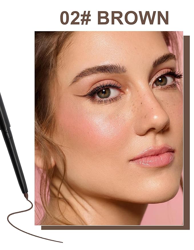 Erinde 2PCS Waterproof Gel Eyeliner Pencil, Glide on Smooth Eyeliner for Mature Women, Long-Wearing Matte Gel Cream Texture, Creamy Retractable Eye Liner, Built-in Sharpener, Transfer-Proof, Brown