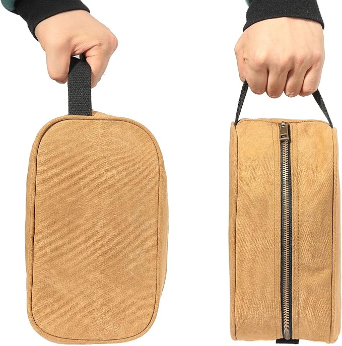 Heavy Duty 16 OZ Waxed Canvas Tool Bag, Multi-purpose Tool Pouch Tote Bags (Khaki)