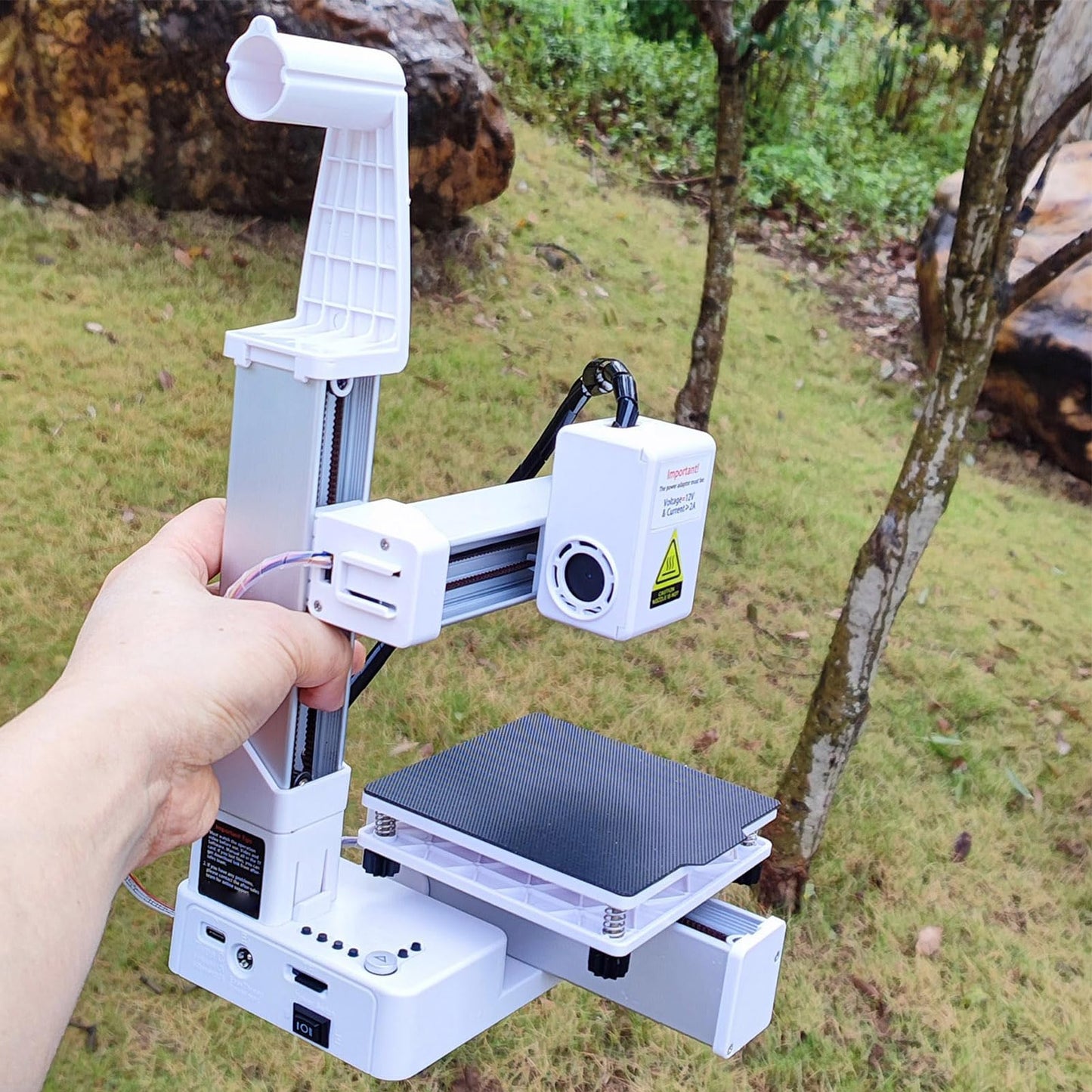Beginner 3D Printer, Small 3D Printer, Easy Usage, Efficient Heating, Compact Size, High Resolution, for Educational Projects, Robust Design, Including Beginner's Manual (White)