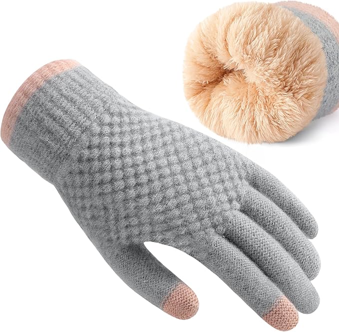 Clothirily Winter Gloves for Women, Touch Screen Gloves with Thermal Soft Lining, Elastic Cuff Winter Gloves for Cold Weather