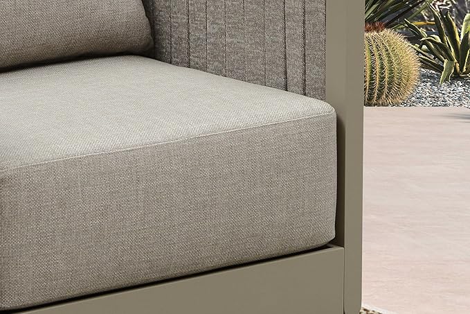 PURPLE LEAF 7 Pieces Patio Conversation Sets with Ottoman All Weather Outdoor Couch Sectional Set with Cushion Small Conversation Set for Garden Poolside Backyard Beige