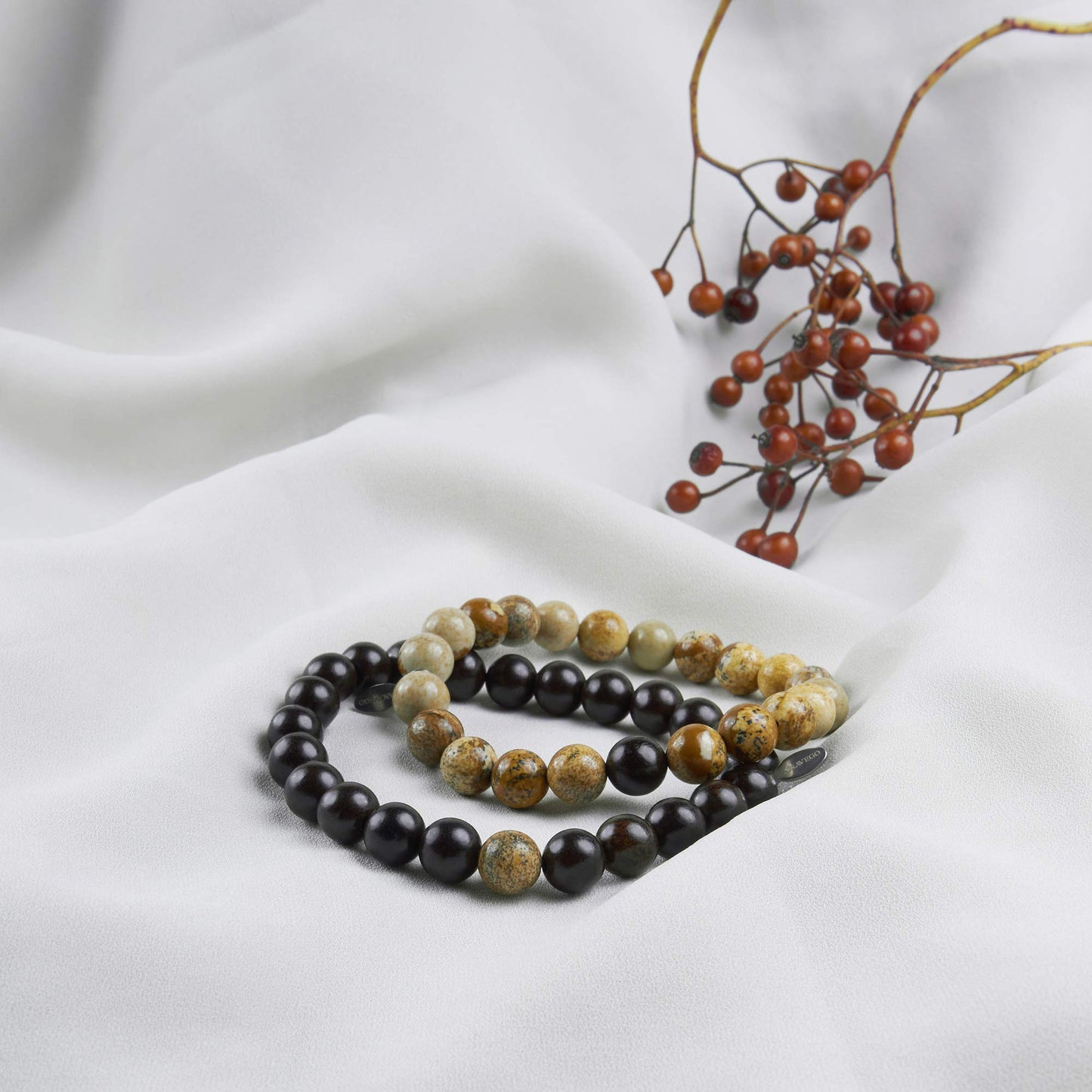 Anavego True Bond Matching Couples Bracelet Set with Storage Box. Wooden & Jasper 8 Millimeter Beaded. Unique 5 5th Year Marriage Wood Gifts for Him Her Boyfriend Girlfriend Husband Wife
