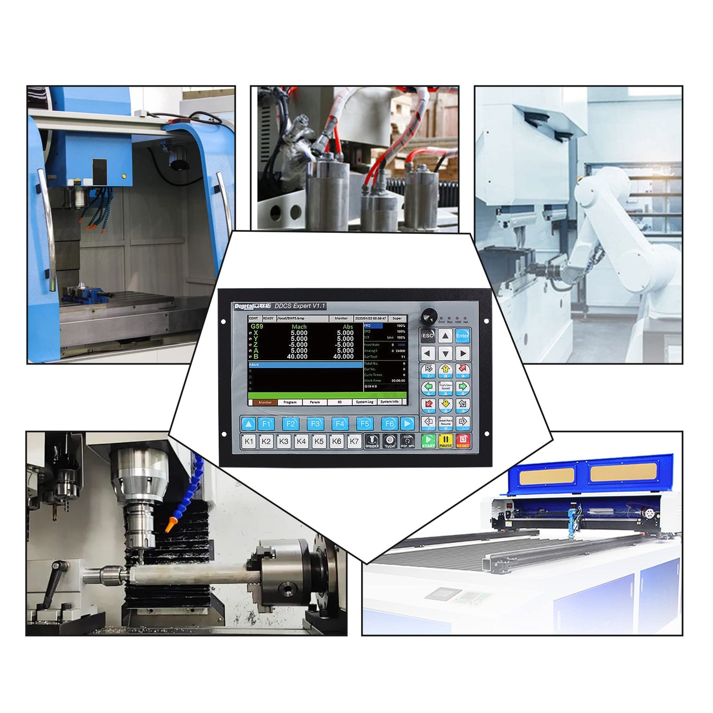 CNCTOPBAOS 5 Axis DDCS Expert CNC Controller System Offline Stand Alone Stepper Motor Driver Motion Control 1000KHz PLC+5 Axis Handwheel MPG Emergency Stop for CNC Router Milling Engraving Machine