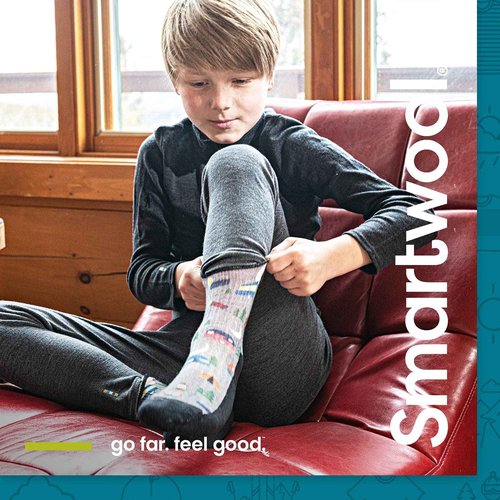 Smartwool Kid's Classic Thermal Merino Base Layer Crew Purple Iris MTN Scape X-Small