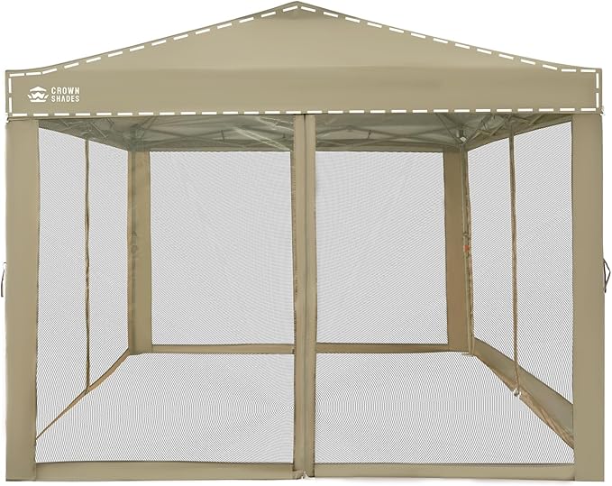 CROWN SHADES Gazebo Mosquito Net for 10 x 10 Pop Up Canopy - Patio Gazebo Mesh Sidewall with Zipper for Outdoor Tent, Gard...