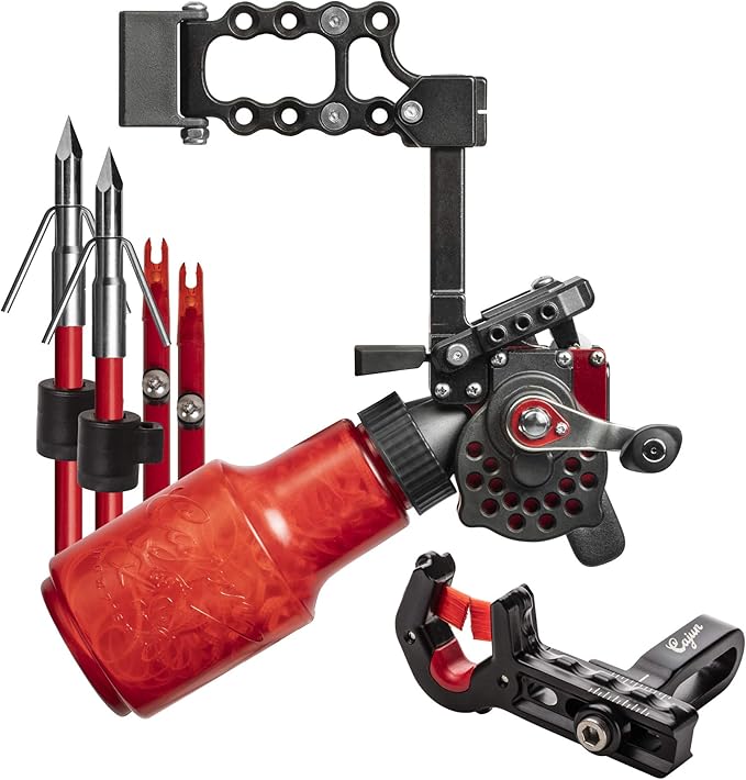 Cajun Winch Pro Reel Bowfishing Kit - Ultimate Bundle Including Winch Pro Reel, 25 Yards of 250 lbs. Line, 2 Arrows W/Pira...