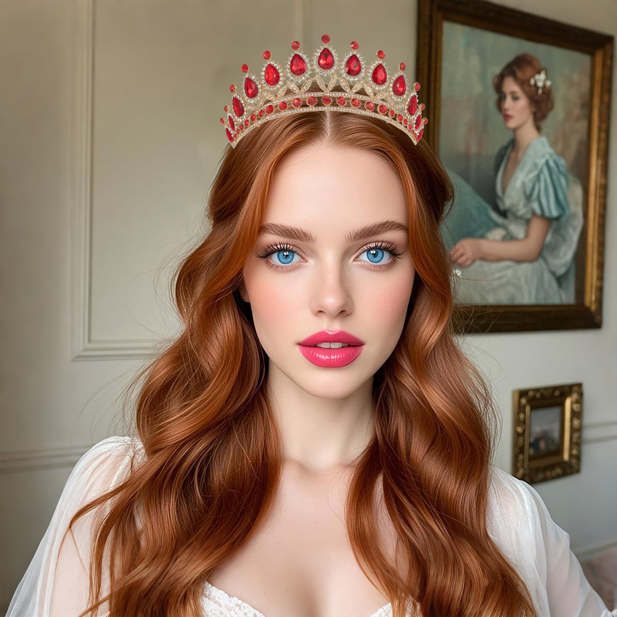 Kamirola Red Crown for Women Wedding Tiara for Women Queen Crown Crystal Tiara Crown Wedding Tiaras For Women's Headbands Bridal