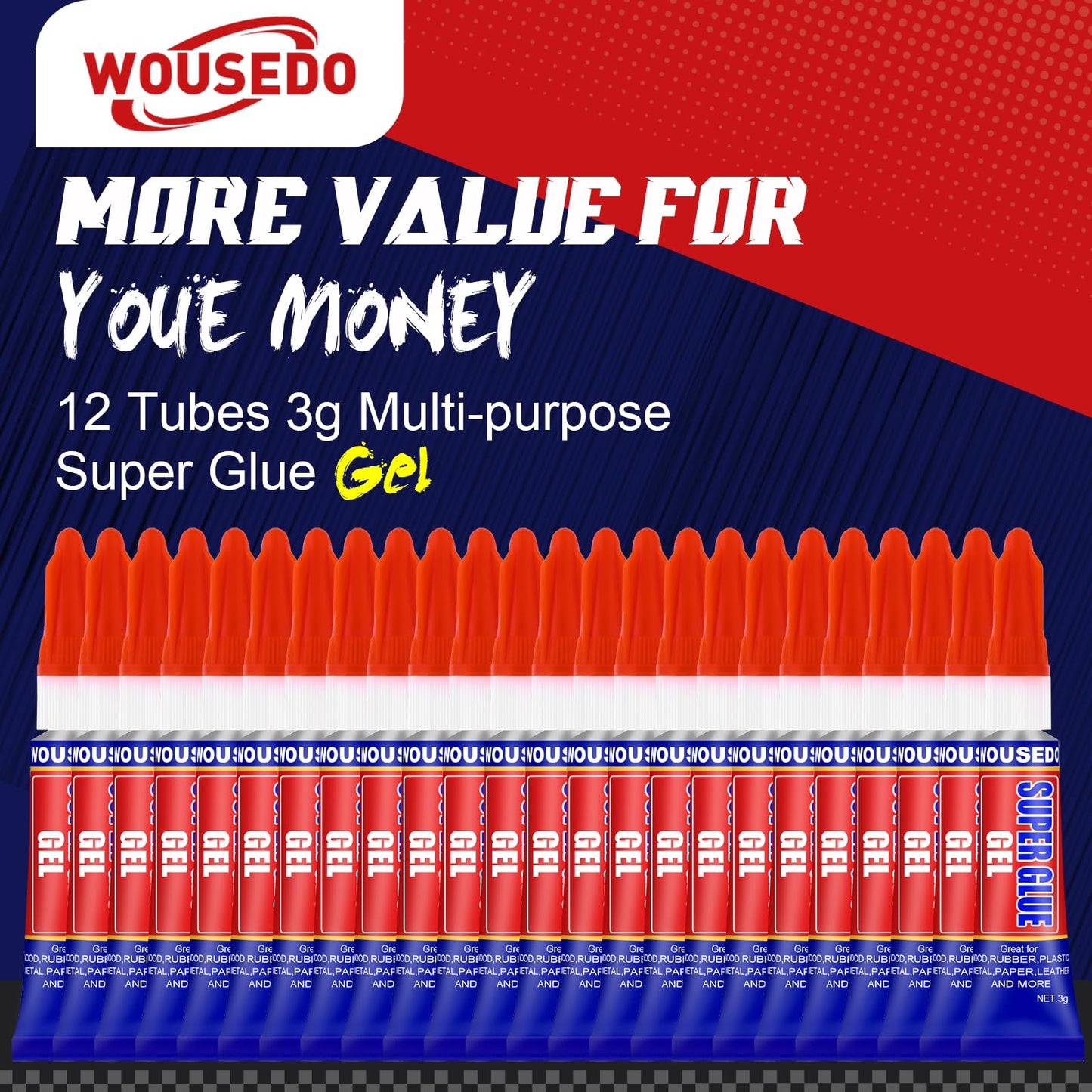 12 x 3g Super Glue Gel, Fast Strong Adhesive, Strong Cyanoacrylate (CA) Glue for Plastic, Metal, Ceramic, Leather, Wood, DIY Crafts and More – Quick Dry, Thick Formula, All-Purpose Instant Bond