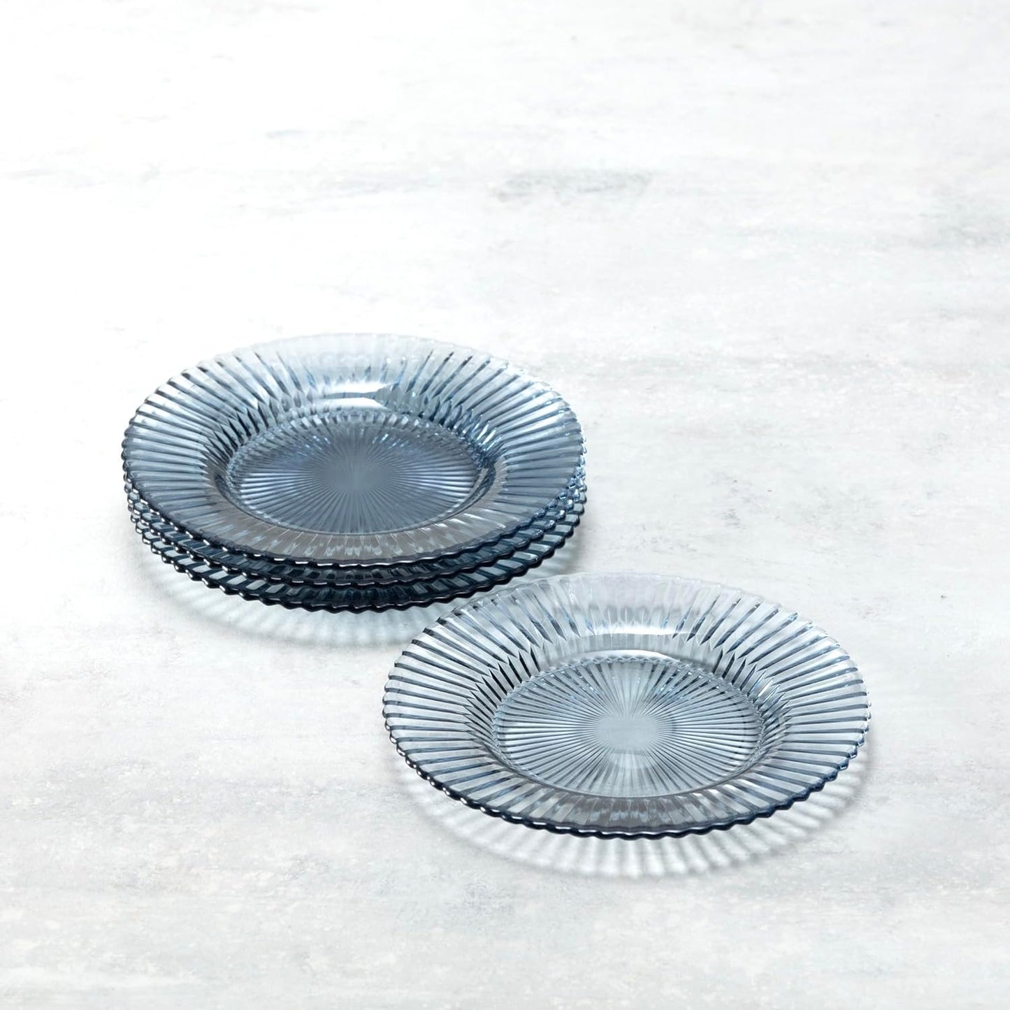 Fortessa Archie Glass, 8.5 Inch Salad Plate (Set of 4), Dusk Gray