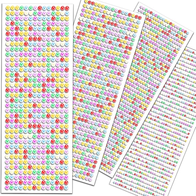 Pearl Gem Rhinestones Stickers 3/4/5/6mm - Self Adhesive Face, Body, Crafts & Makeup - 3090PCS