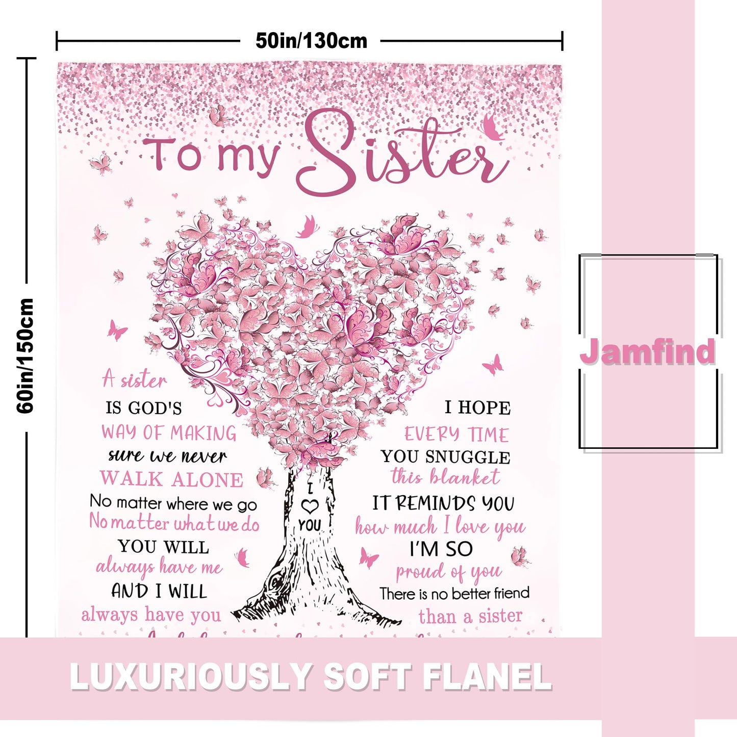 Jamfind Sister Gifts, Big Sisters Birthday Gift from Sis, Best Sister Ever Gifts for Women Blanket 60"x 50", Birthday Christmas Graduation Gift Ideas for Sisters