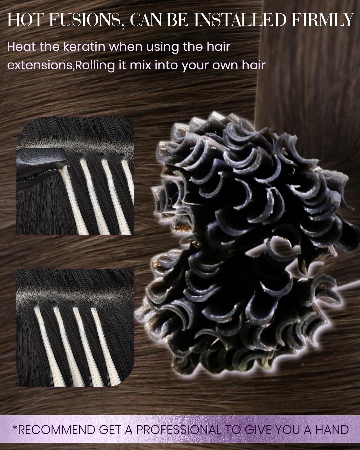 LaaVoo U Tip Hair Extensions Human Hair Medium Brown K Tip Hair Extensions Real Human Hair Brown Ktip Human Hair Extensions Brow