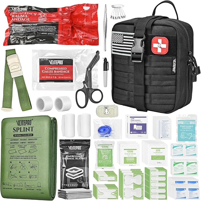 Trauma First Aid Kit - IFAK Trauma Kit with Trauma Bandage, Splint, Tourniquet, Wound Care, Bleeding Control - Tactical Mo...