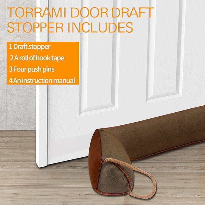 TORRAMI 38" Door Draft Stopper Under Bottom Insulation Noise Air Stopper 2.87LB,Sound Proof Draft Guard Seal for Doors and Windows - Triangle Coffee