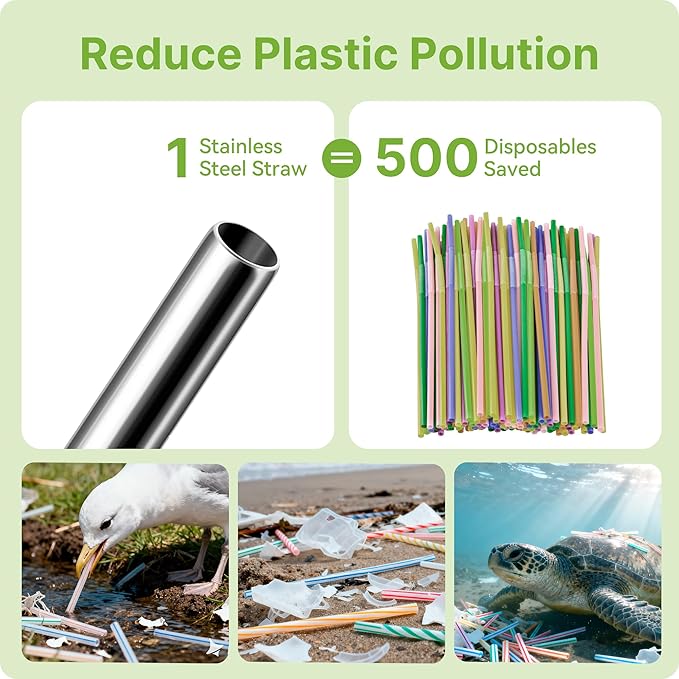 Stainless Steel Straws For Stanley 40 oz Tumble With Silicone Tip, 12.2'' Long Metal Straws Replacement for Stanley Quencher H2.0 40oz Cups,Fit Simple Modern 40oz Big Mugs& Jar(Purplish Pink)