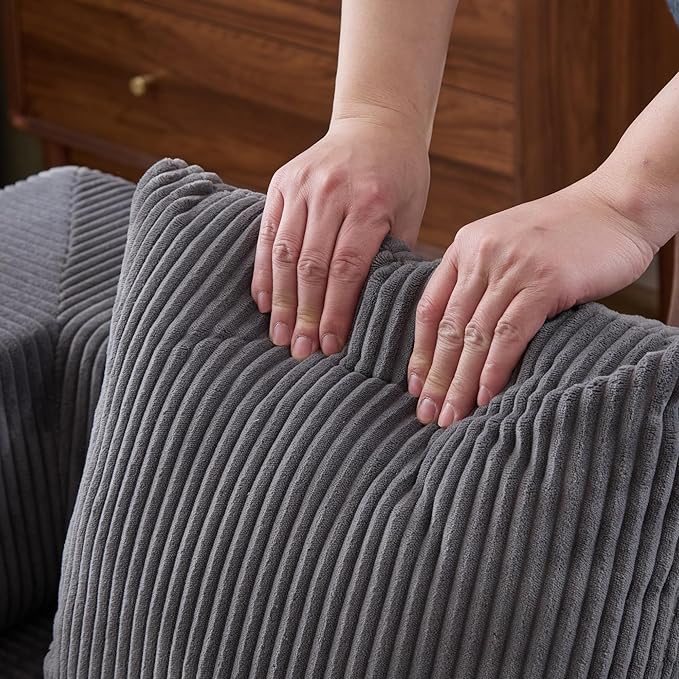 Convertible Couch Sofa Bed Foldable Floor Sleeper | Modern Fold Out Couch | Removable Backrest & Armrests | No Assembly Compression Sofa Sleeper for Living Room, Bedroom | Corduroy Fabric Gray