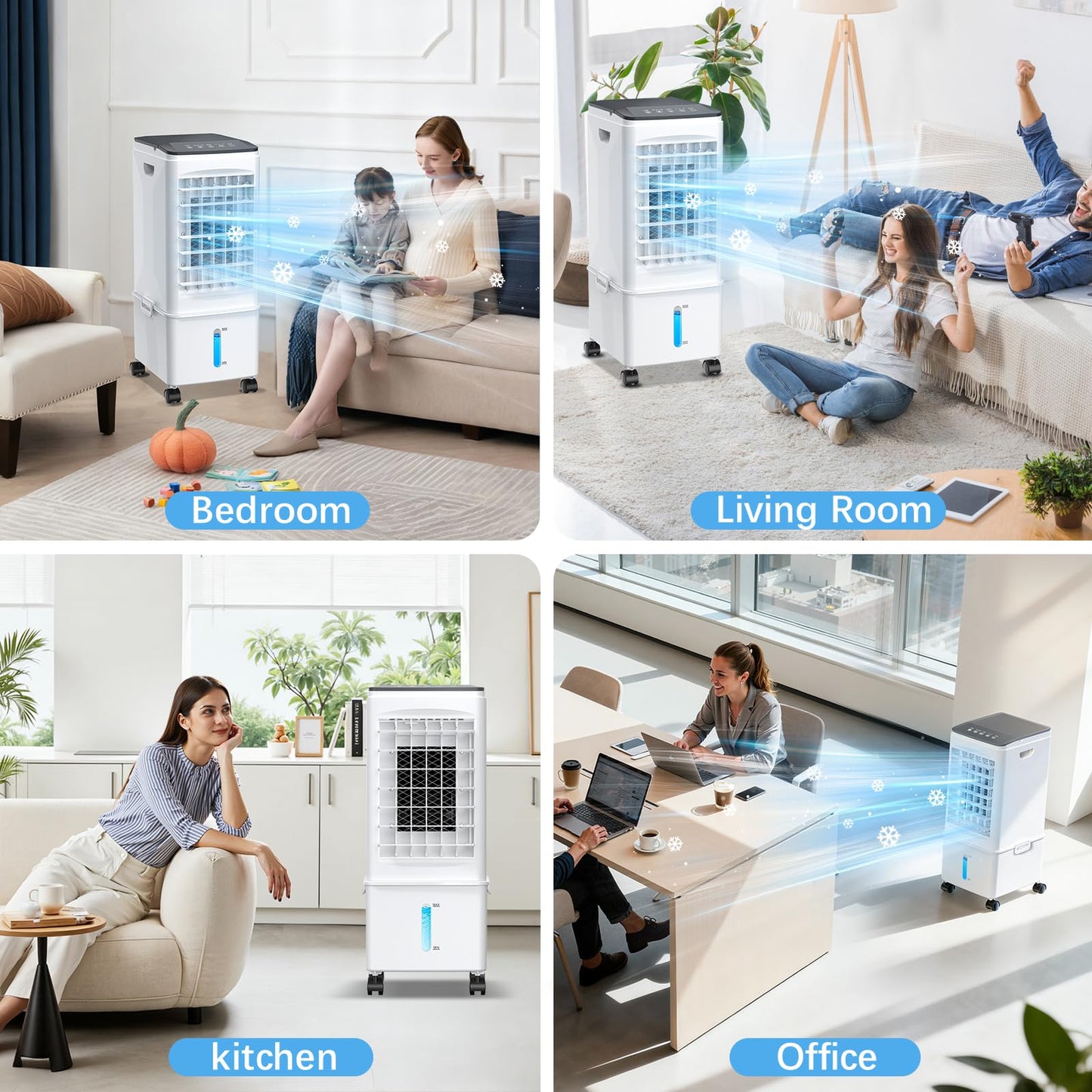 Portable Air Conditioners, Portable AC Unit, Evaporative Air Cooler w/2.5Gal Tank, Fast Cooling, 3 Speeds, Windowless Air Conditioner w/7H Timer, Swamp Cooler for Room Home Office Garage