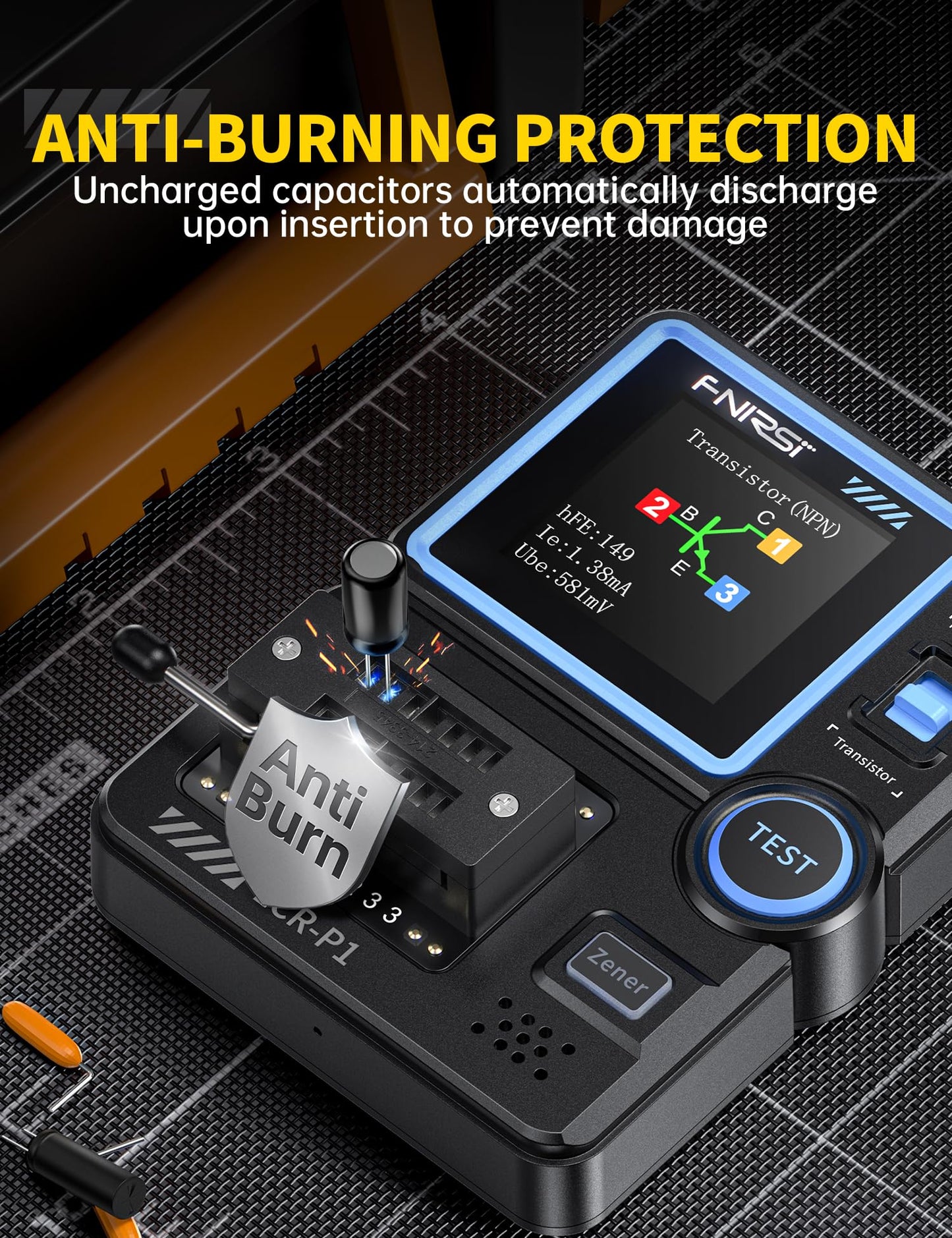 FNIRSI LCR-P1 Transistor Tester, Mosfet Transistor Capacitor Tester, SMD Electronic Component Tester, Diode Triode Zener Diode Resistance Inductance Battery Test LCR Meter MOS PNP NPN ESR Meter