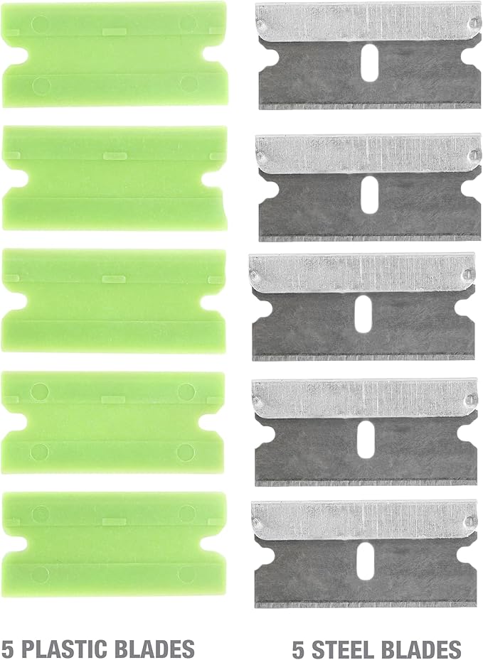 OEMTOOLS 26502 11 Piece Multi-Purpose Razor Blade Scraper, Window Scraper, Sticker Scraper Tool, Flat Blade Scraper, Plastic Razor Scraper