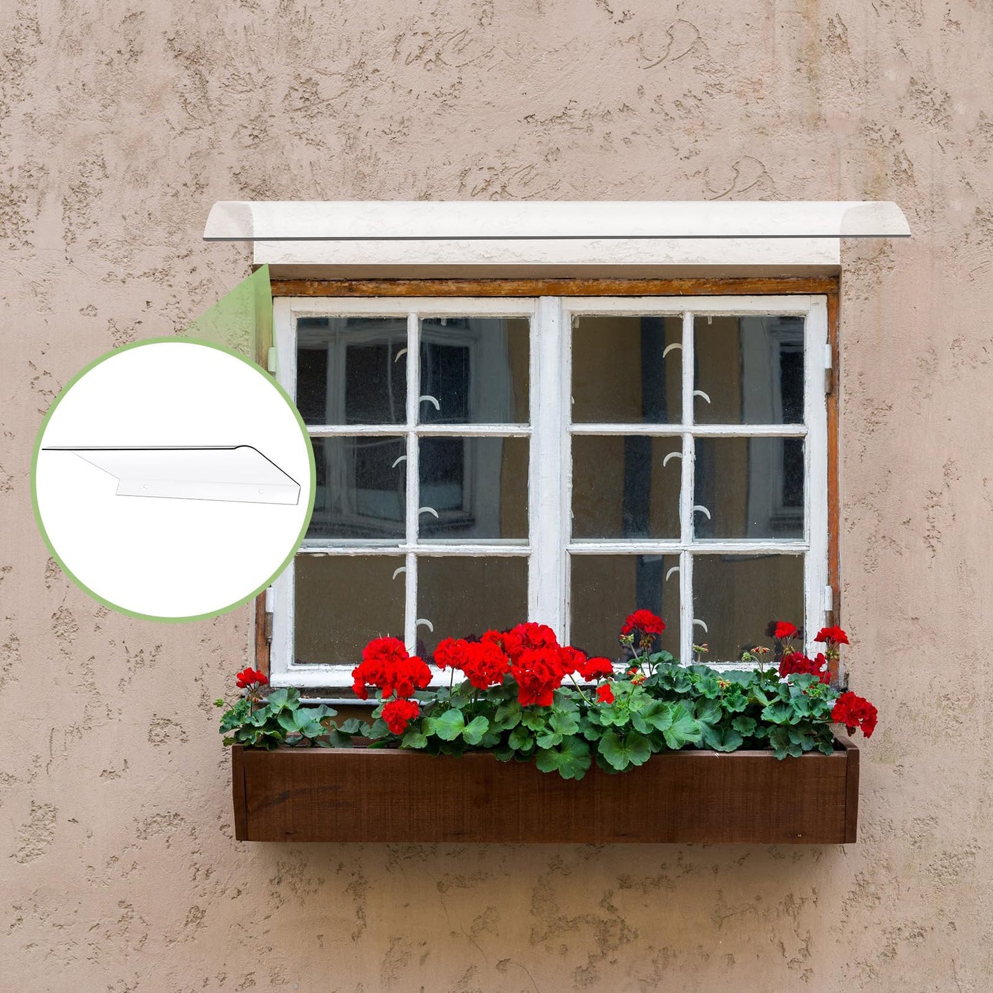 Pushglossy 2 Pcs 15.8 x 23.6 Inch Window Awning Invisible Rain Shelter Cover PET Front Door Canopy for Sun Snow Garden Outdoor Patio Protection