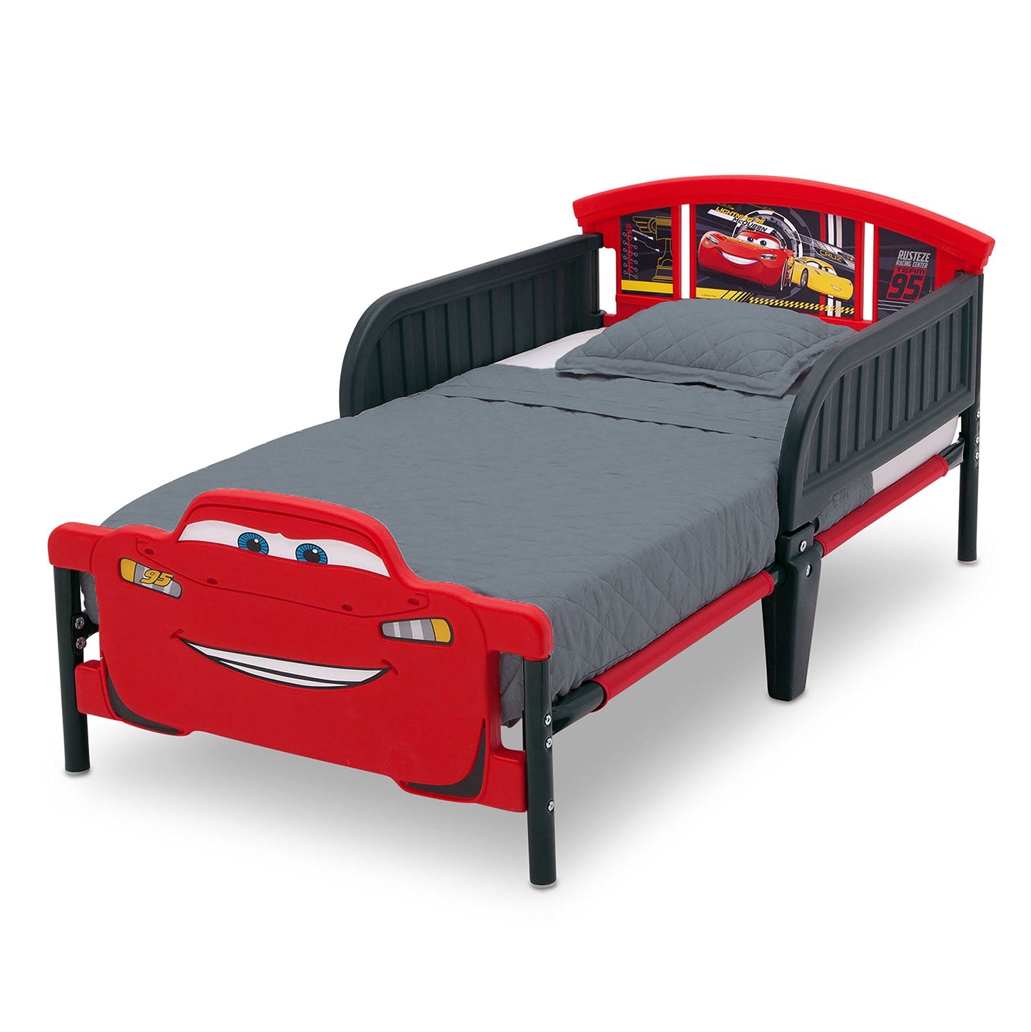 Delta Children 3D-Footboard Toddler Bed, Disney/Pixar Cars 3 + Delta Children Twinkle Galaxy Dual Sided Recycled Fiber Core Toddler Mattress (Bundle)
