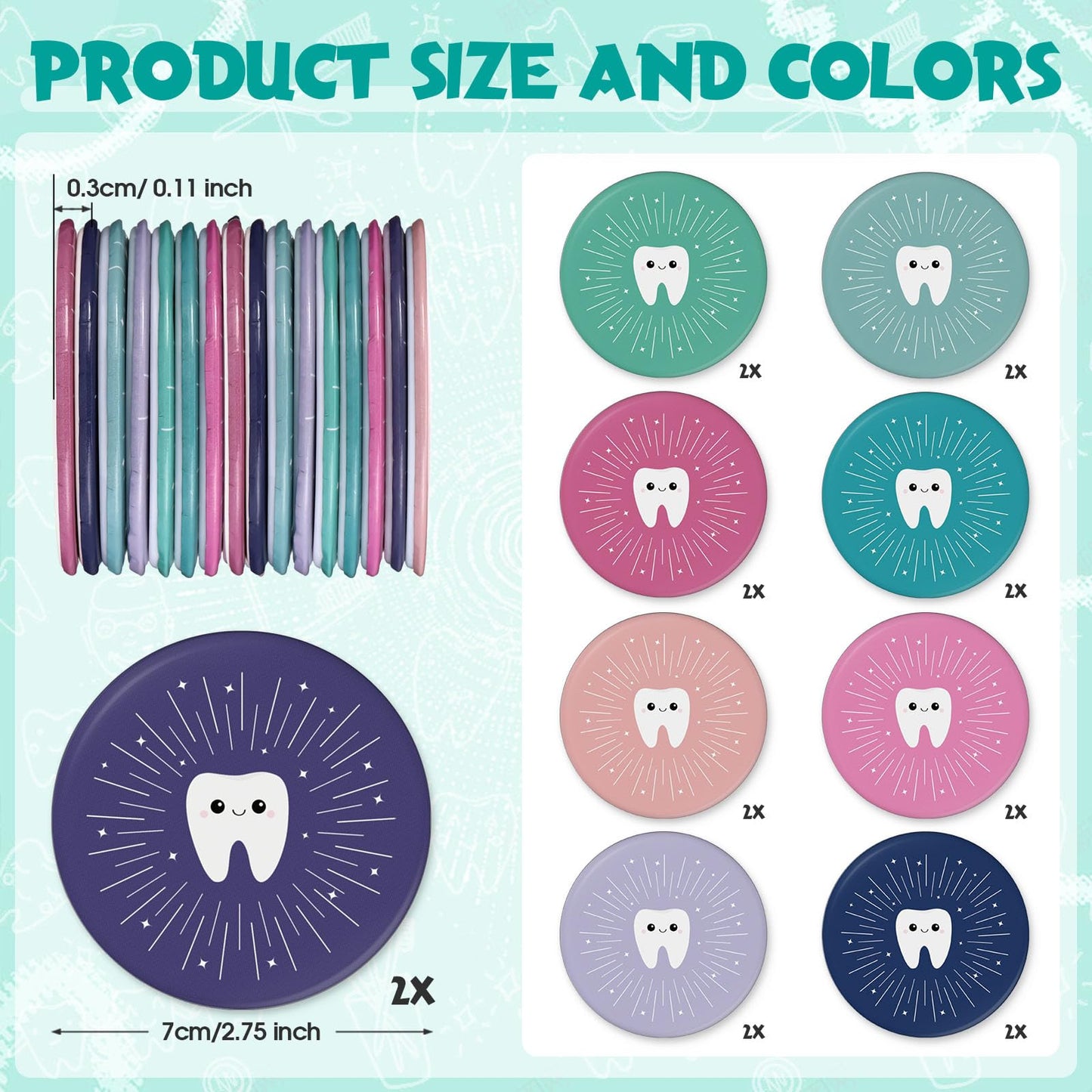 Geetery 18 Pcs Dentist Appreciation Gifts Tooth Compact Mirrors Dental Hygienist Assistant Accessories for Dental Students Woman