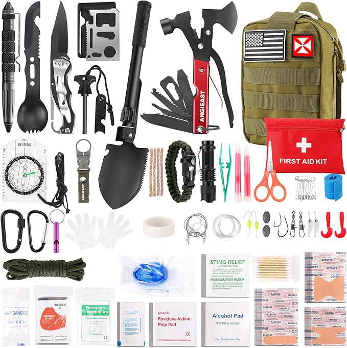 Survival Kit 256 in 1, First Aid Kit Survival Gear Tools Trauma Kit with Molle Pouch for Outdoor, Camping, Hunting, Hikin...
