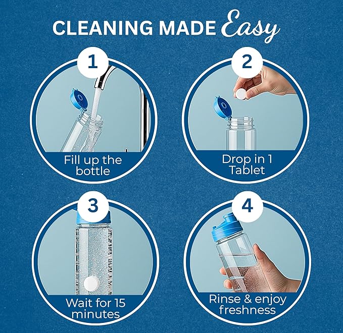 120 Count, Odor & Stain Remover for Stainless Steel, Tumblers, Thermos & Glass Bottles – Effervescent Deep Cleaning Tabs, No Scrub Needed, Water Bottle Cleaner Tablets, Chlorine-Free