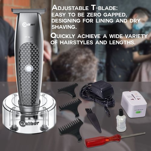 Caliber .38 Super Trimmer - Professional Cordless Hair Clipper with DLC Blades - Easy Zero Gap for Lining & Dry Shaving - Adjustable T-Blade Trimmers - Personal Hair Grooming Tool for Men