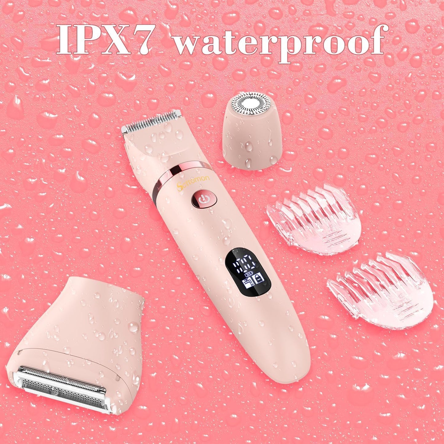 Scttomon 3-in-1 Electric Razor IPX7 Waterproof Bikini Trimmer Wet & Dry Use Painless Personal Trimmer Groomer for Ladies Face Bo