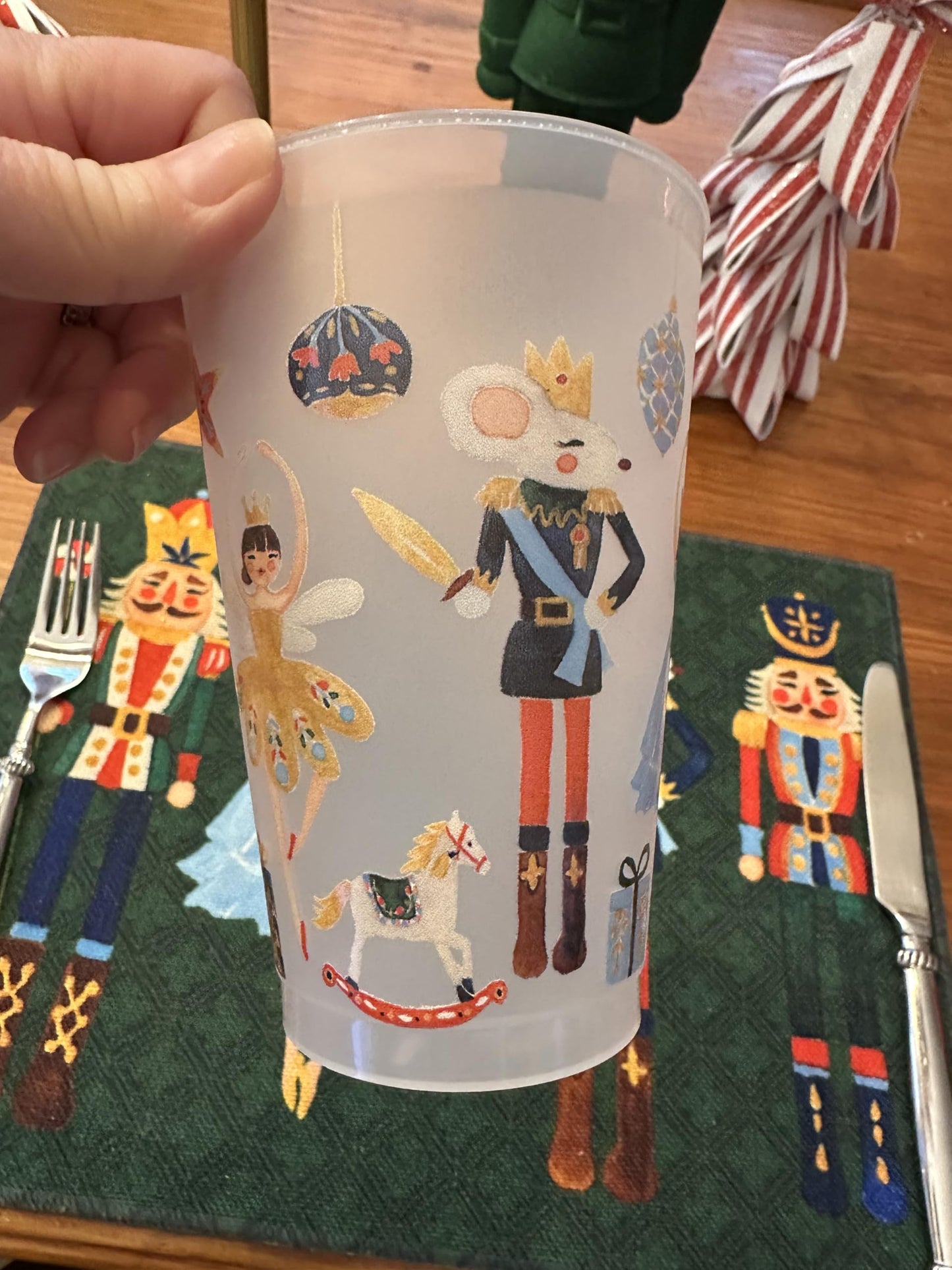 Marye-Kelley Christmas Nutcracker Suite Shatterproof 20 Oz Frosted Cups - Set of 6 Cups - BPA Free - Made in the USA Dishwasher Safe
