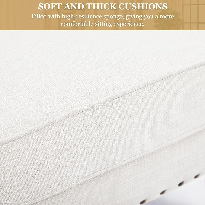 HUIMO Tufted Club Chair Set of 2 with Lumbar Pillow,Accent Chair Upholstered Button Armchair, Linen Fabric Sofa Chairs for Bedroom, Living Room, Mid Century Modern Reading Chair,Beige