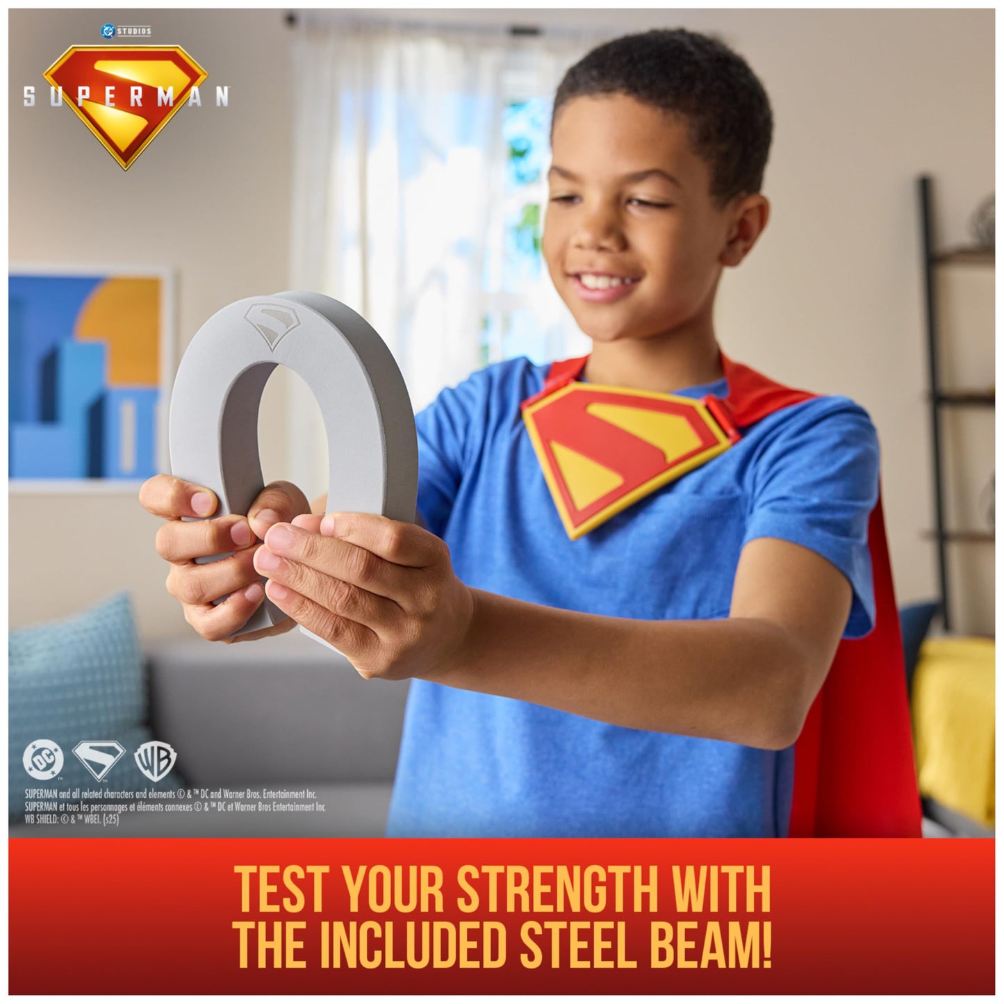 DC Comics, Superman Power Cape Set, Super Heroes Halloween Costume for Kids with Iconic Chest Plate, Dress-Up and Roleplay for Ages 4 and Up
