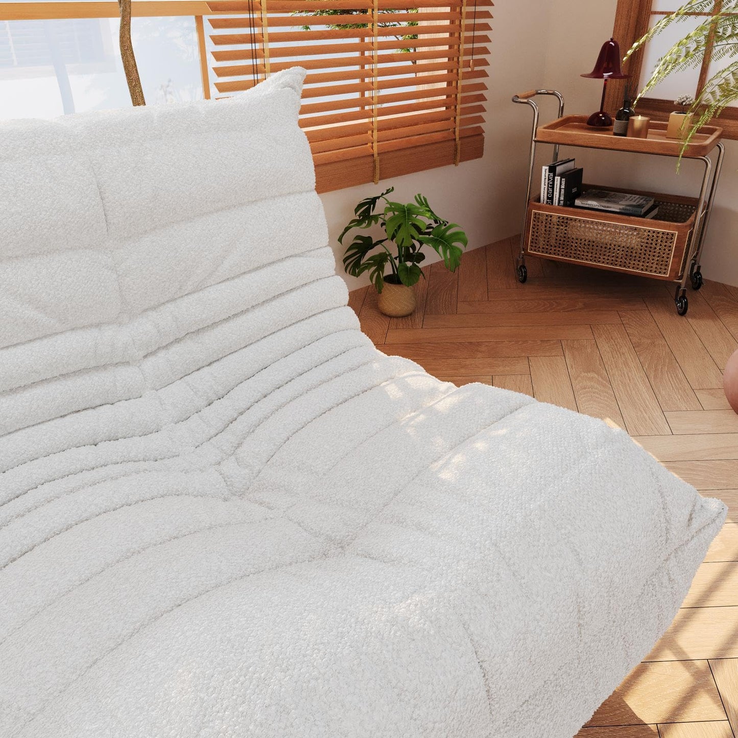 Bean Bag Chair, Fireside Chair, Large Bean Bag Chair for Adults, Bean Bag Chairs for Teens with High-Resilience Foam, Non-Slip Base Floor Lounge Sofa,Living Room (Beige, Loveseat)