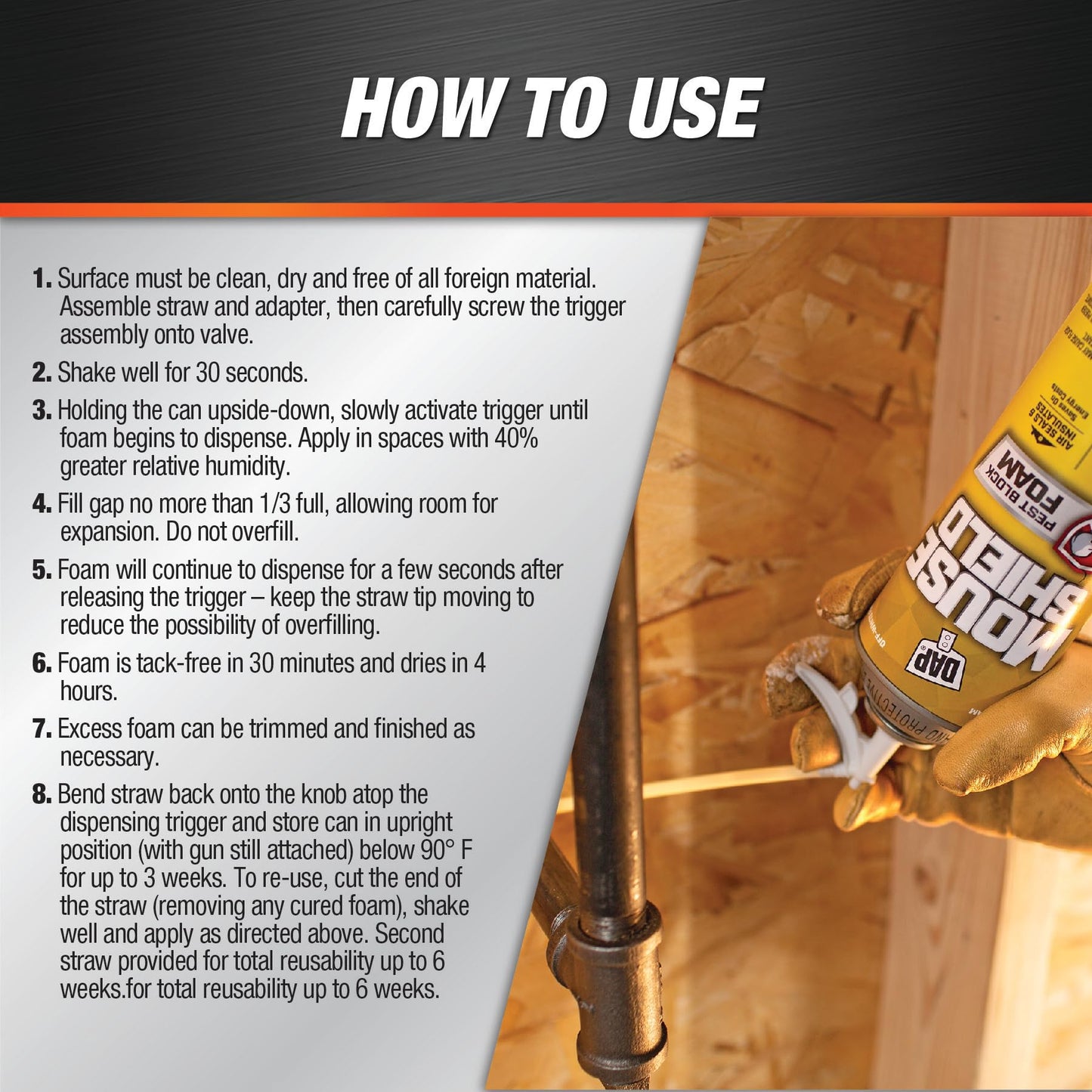 DAP Mouse Shield Foam Sealant and Blocker, Off White, 12 Oz (7565012506)
