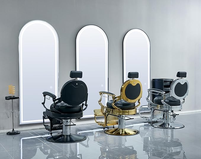 Vintage Barber Chair for Hairdressers Heavy Tattoo Shampoo Beauty Salon Equipment(Black)