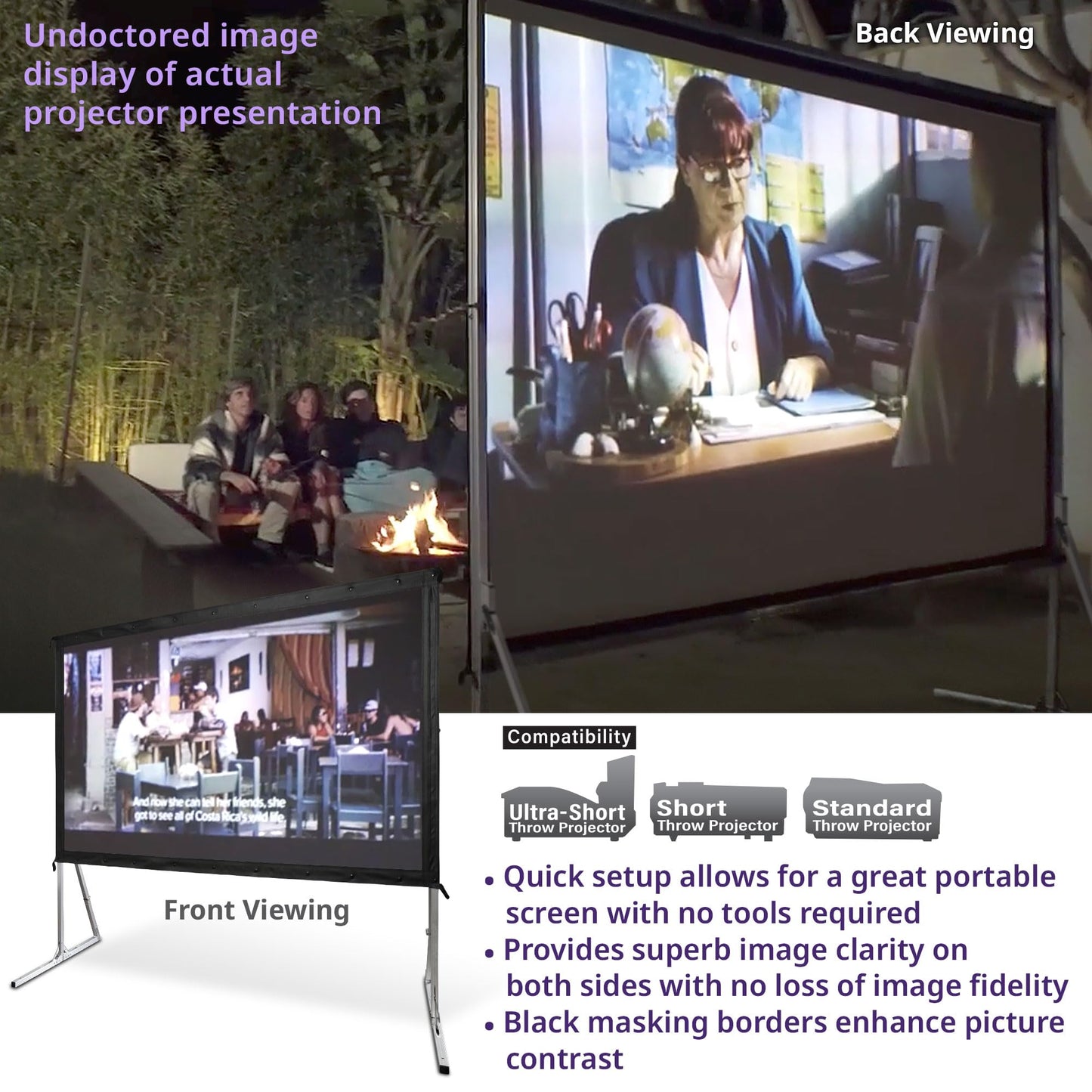 Elite Screens Yard Master 2 DUAL Projector Screen, 150-INCH 16:9, Front and Rear 4K/8K Ultra HD, Active 3D, HDR Ready Projection, OMS150H2-DUAL
