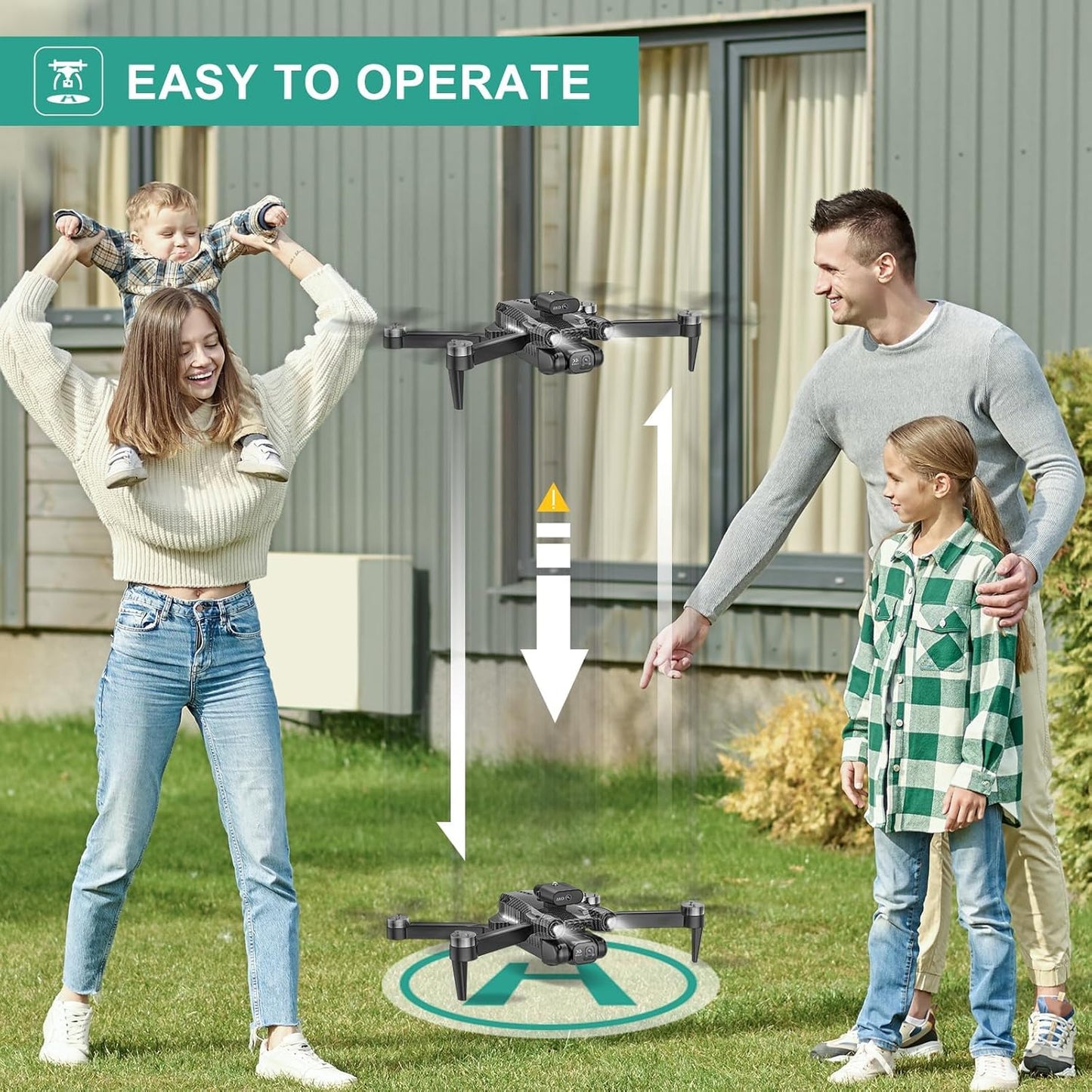 4K Camera Drone for Kids 8-12 & Adults - Beginner-Friendly Mini Drone with Emergency Stop, 360° Flips, Carrying Case & 2 Batteries, Headless Mode,RC Quadcopter Toys for Boys Girls Age 6-14-Charcoal black