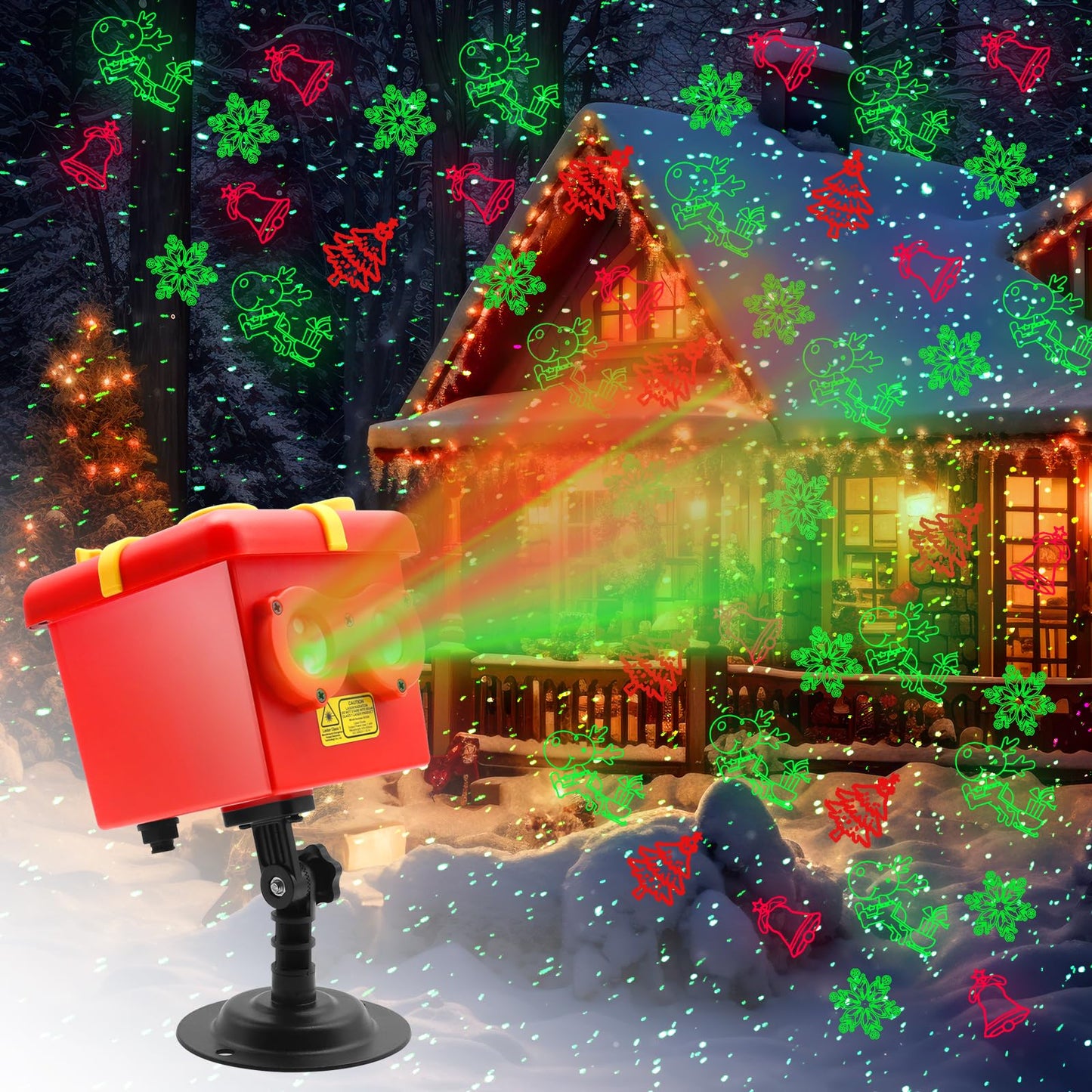 Christmas Halloween 13 Patterns Themes Gift Box Projector Lamp¡ê?Led Projector Lights with Remote Control¡ê?IP65 Waterproof Garden Decoration Lights,Indoor Outdoor Holiday Decor,Festival Gifts