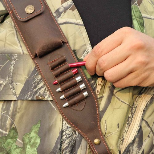 TOURBON Adjustable Leather Chest Rig Pistol Holster with Ammo Holder Shoulder Strap