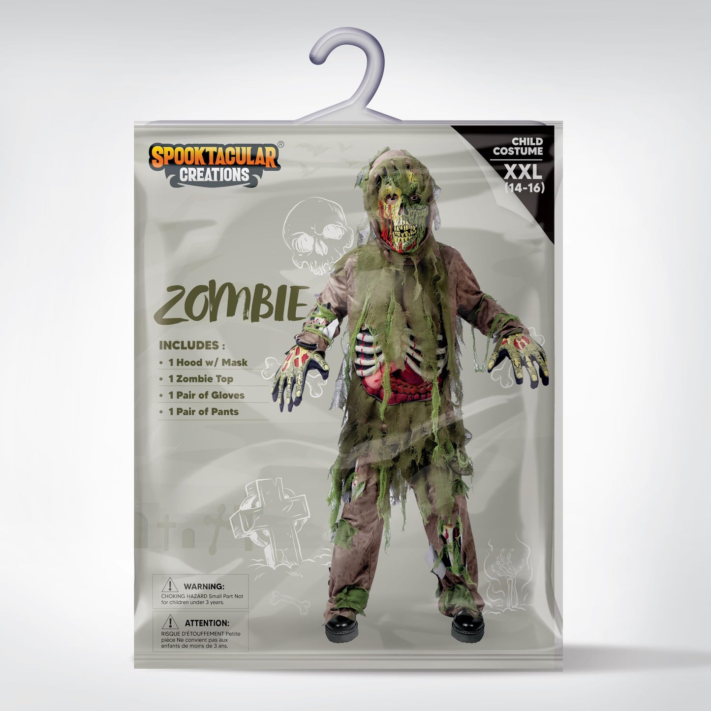 Spooktacular Creations Halloween Swamp Deluxe Skeleton Living Dead Zombie Costume for Halloween Kids Monster Role-Playing-S(5-7yr)