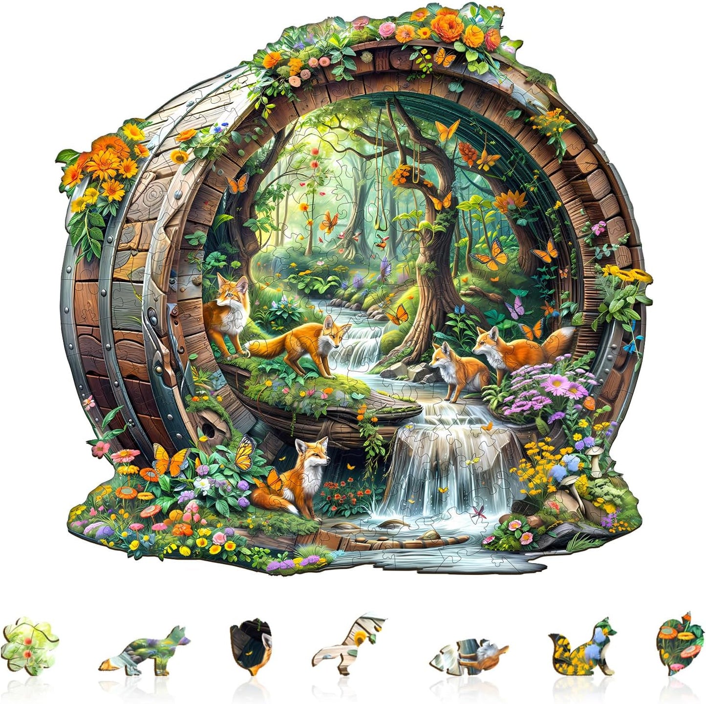 Wooden Puzzles for Adults, Fox Wooden Jigsaw Puzzle for Adults, 440 PCS Unique Animal Shape Wood Puzzles Adult, Birthday Party Gifts for Friends & Family Leisure Time Game Home Decor (XL-17.3*16.6in)